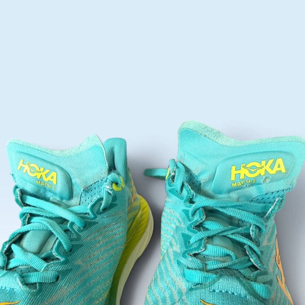 HOKA Mach 5 Women’s Size 8B Turquoise Yellow Running Shoes - Picture 10 of 13
